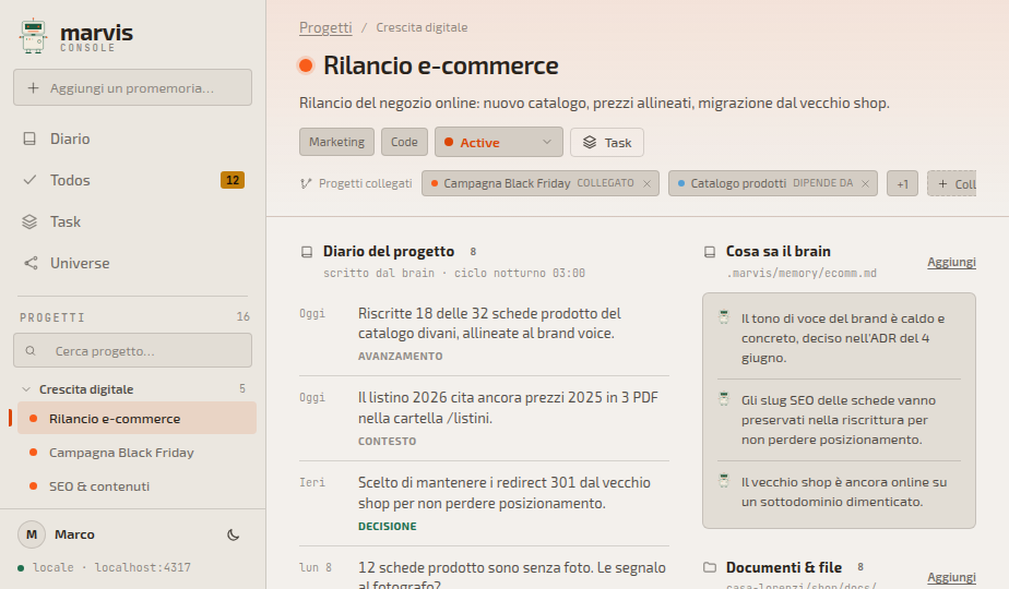 Console Marvis, Progetto