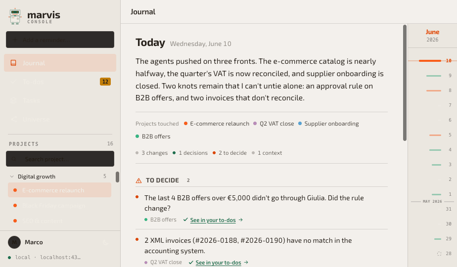 Marvis Console — Journal