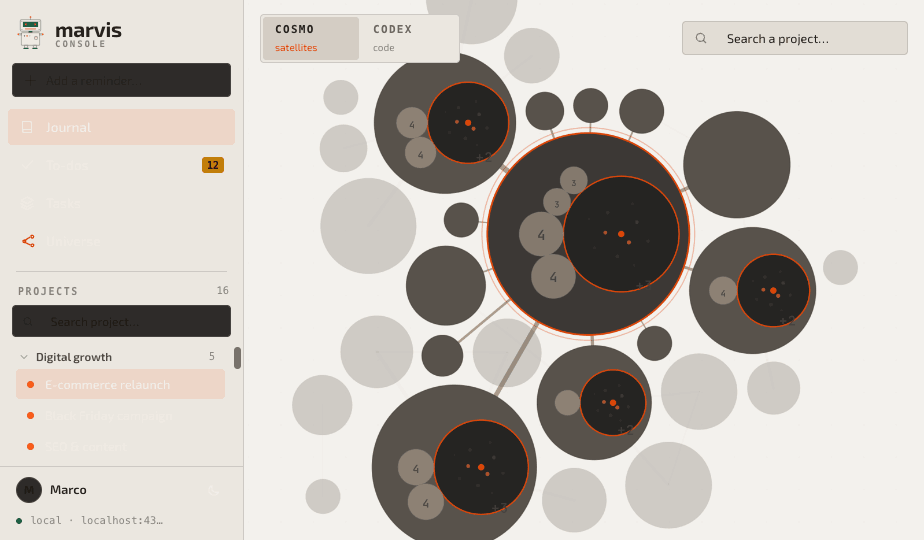 Marvis Console — Universe knowledge graph